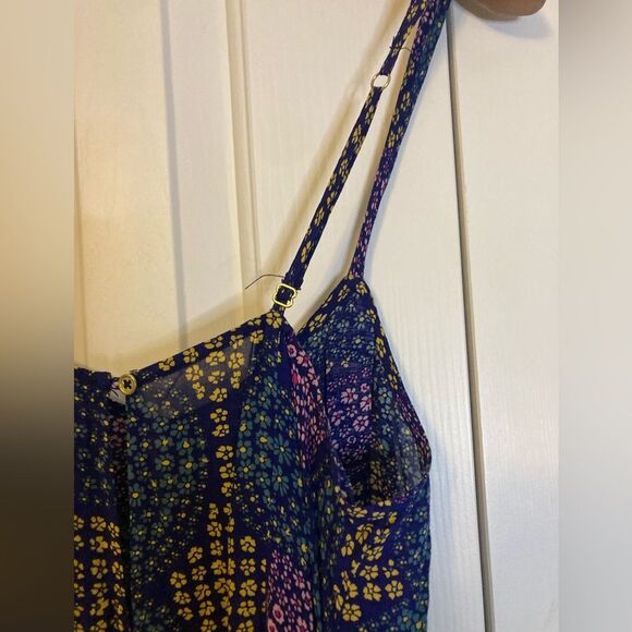 Floreat Black Multicolor Floral Cami Cropped Wide Leg Rayon Hippie Jumpsuit XS - Picture 10 of 12